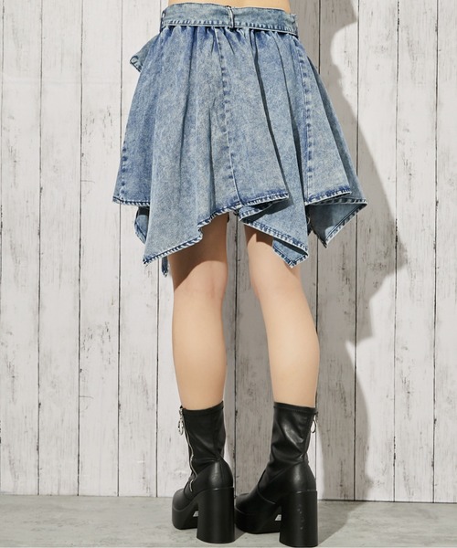 GORGE（ゴージ）の「《ベルト付き×アシンメトリー》デニムミニスカート／インパン付き／オールシーズン／全2色（スカート・レディース・ブラック/ブルー系・F）」の7枚目の写真