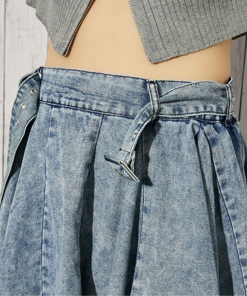 GORGE（ゴージ）の「《ベルト付き×アシンメトリー》デニムミニスカート／インパン付き／オールシーズン／全2色（スカート・レディース・ブラック/ブルー系・F）」の10枚目の写真
