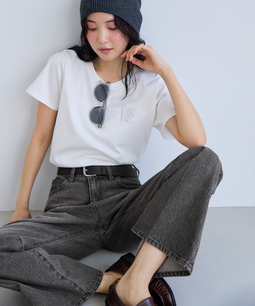 VIS（ビス）の「カラーフレアデニムパンツ（デニムパンツ・レディース・サックスブルー/ベージュ/スミクロ・M/S）」の7枚目の写真