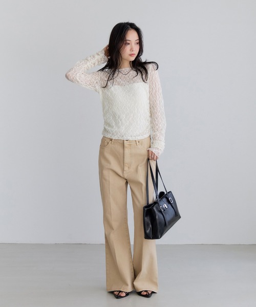 VIS（ビス）の「カラーフレアデニムパンツ（デニムパンツ・レディース・サックスブルー/ベージュ/スミクロ・M/S）」の9枚目の写真