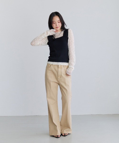 VIS（ビス）の「カラーフレアデニムパンツ（デニムパンツ・レディース・サックスブルー/ベージュ/スミクロ・M/S）」の14枚目の写真