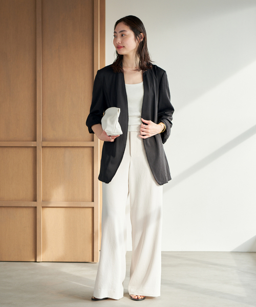 plage（プラージュ）の「Light nocollar ジャケット（ノーカラージャケット・レディース・アイボリー/ブラック・38/36）」の10枚目の写真