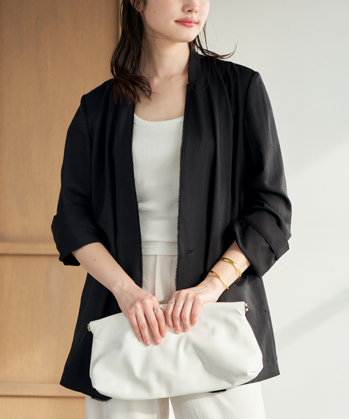 plage（プラージュ）の「Light nocollar ジャケット（ノーカラージャケット・レディース・アイボリー/ブラック・38/36）」の16枚目の写真