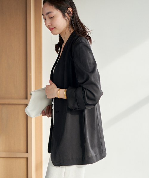 plage（プラージュ）の「Light nocollar ジャケット（ノーカラージャケット・レディース・アイボリー/ブラック・38/36）」の17枚目の写真