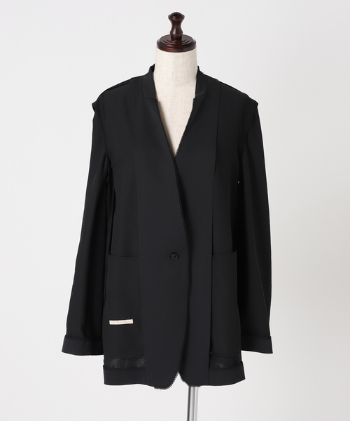 plage（プラージュ）の「Light nocollar ジャケット（ノーカラージャケット・レディース・アイボリー/ブラック・38/36）」の4枚目の写真