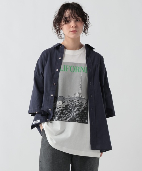 GEORGE'S(ジョージズ)の「リネン混ステッチシャツ(シャツ/ブラウス・メンズ・ブラウン/サックスブルー/ネイビー・LARGE/MEDIUM)」の2枚目の写真