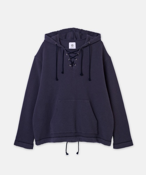 SEAGREEN(シーグリーン)の「SEAGREEN(シーグリーン) CRATER LACEUP HOODIE クレーターレースアップフーディ(パーカー・メンズ・ネイビー・3/2)」の1枚目の写真