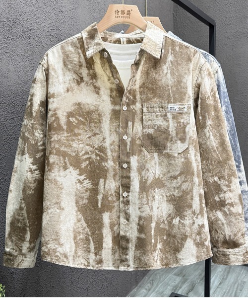 DOUBLE STEAL（ダブルスティール）の「DSヴィンテージライクタイダイ総柄シャツ（シャツ/ブラウス・メンズ・カーキ/ネイビー・X-LARGE/LARGE/MEDIUM）」の2枚目の写真