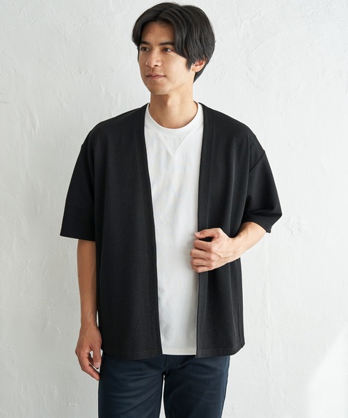ikka(イッカ)の「冷感DRY鹿の子5分袖カーディガン(カーディガン/ボレロ・メンズ・ネイビー/グレイッシュベージュ/ブラック・XL/L/M/S)」の7枚目の写真