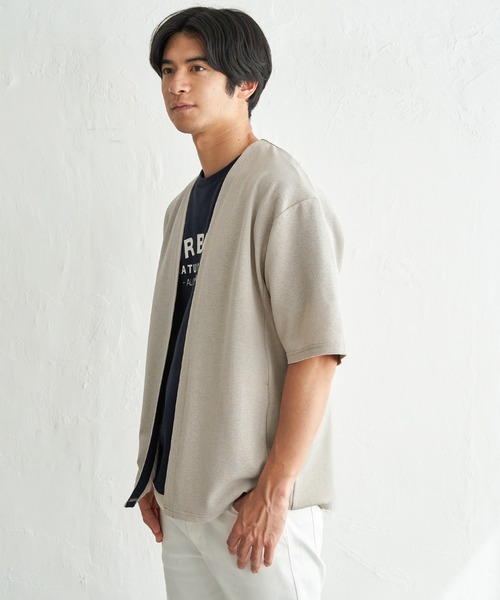 ikka(イッカ)の「冷感DRY鹿の子5分袖カーディガン(カーディガン/ボレロ・メンズ・ネイビー/グレイッシュベージュ/ブラック・XL/L/M/S)」の12枚目の写真