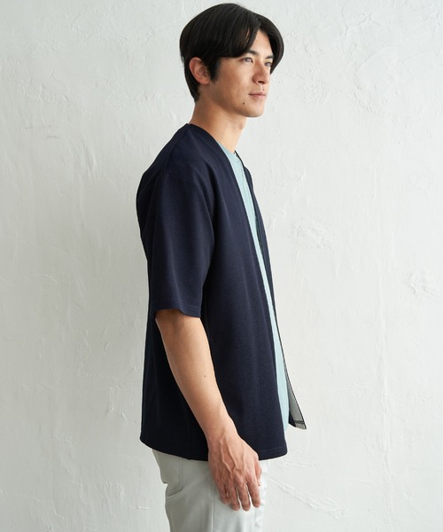 ikka(イッカ)の「冷感DRY鹿の子5分袖カーディガン(カーディガン/ボレロ・メンズ・ネイビー/グレイッシュベージュ/ブラック・XL/L/M/S)」の16枚目の写真