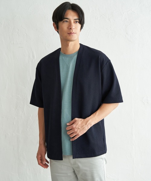 ikka(イッカ)の「冷感DRY鹿の子5分袖カーディガン(カーディガン/ボレロ・メンズ・ネイビー/グレイッシュベージュ/ブラック・XL/L/M/S)」の5枚目の写真