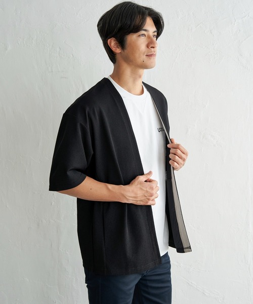 ikka(イッカ)の「冷感DRY鹿の子5分袖カーディガン(カーディガン/ボレロ・メンズ・ネイビー/グレイッシュベージュ/ブラック・XL/L/M/S)」の6枚目の写真