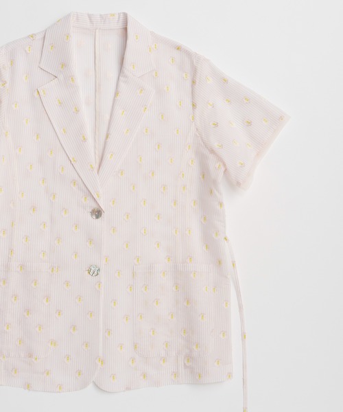 MAISON SPECIAL(メゾンスペシャル)の「Flower Sheer Half-Sleeve Jacket/フラワーシアーハーフスリーブジャケット(テーラードジャケット・レディース・ピンク/ホワイト/ブラック・FREE)」の10枚目の写真
