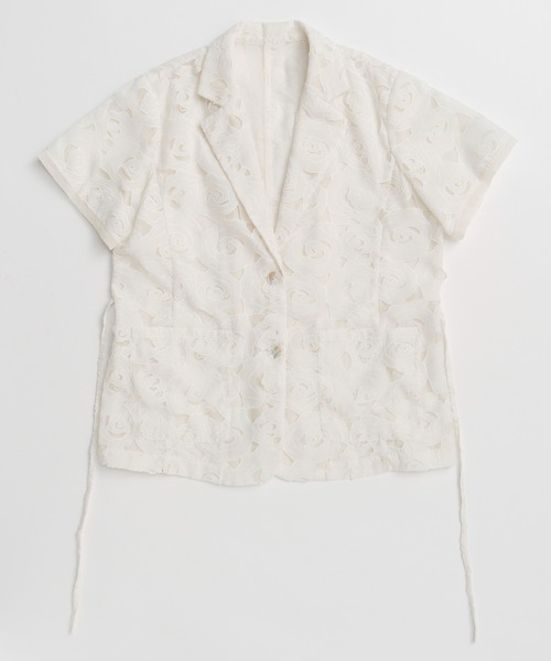 MAISON SPECIAL(メゾンスペシャル)の「Flower Sheer Half-Sleeve Jacket/フラワーシアーハーフスリーブジャケット(テーラードジャケット・レディース・ピンク/ホワイト/ブラック・FREE)」の17枚目の写真