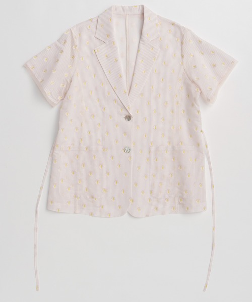 MAISON SPECIAL(メゾンスペシャル)の「Flower Sheer Half-Sleeve Jacket/フラワーシアーハーフスリーブジャケット(テーラードジャケット・レディース・ピンク/ホワイト/ブラック・FREE)」の4枚目の写真