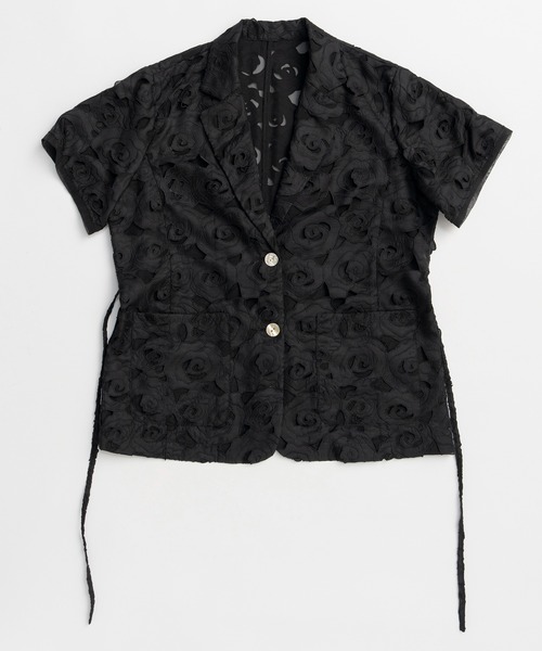 MAISON SPECIAL(メゾンスペシャル)の「Flower Sheer Half-Sleeve Jacket/フラワーシアーハーフスリーブジャケット(テーラードジャケット・レディース・ピンク/ホワイト/ブラック・FREE)」の22枚目の写真