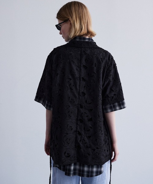 MAISON SPECIAL(メゾンスペシャル)の「Flower Sheer Half-Sleeve Jacket/フラワーシアーハーフスリーブジャケット(テーラードジャケット・レディース・ピンク/ホワイト/ブラック・FREE)」の20枚目の写真