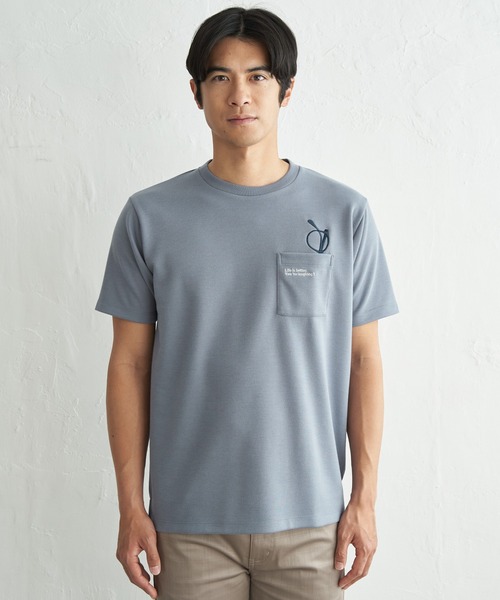 ikka(イッカ)の「冷感ポンチメガネ刺繍ポケT(Tシャツ/カットソー・メンズ・サックスブルー/ブラック/グレー/ホワイト・XL/L/M/S)」の19枚目の写真