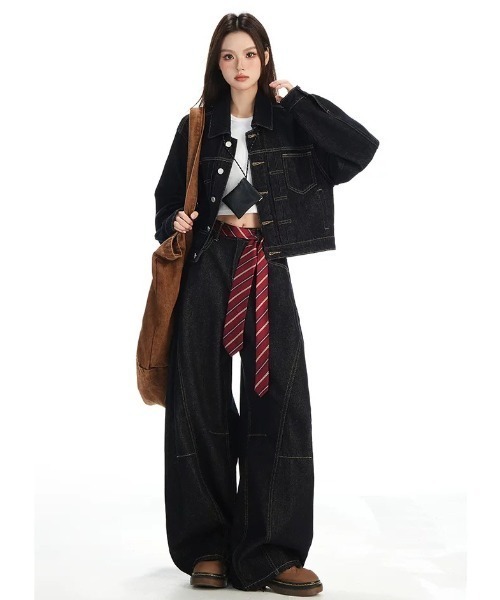 Aelina(エリナ)の「リラックスデニムセットアップ(セットアップ・レディース・インディゴブルー・S/M/L/XL)」の3枚目の写真