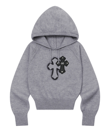 MUCENT | キアンスプレークロスレザーパッチニットフードティ(ニット/セーター)