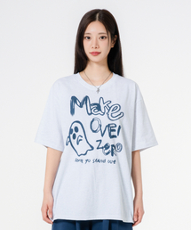ゴーストドローイングオーバーサイズ半袖Tシャツバックメランジ