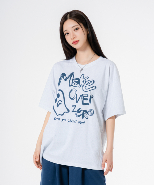 MOZMOZ（モズモズ）の「ゴーストドローイングオーバーサイズ半袖Tシャツバックメランジ（Tシャツ/カットソー・レディース・その他・1/2/3）」の3枚目の写真