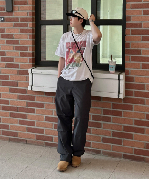 MINDBRIDGE（マインドブリッジ）の「男女共用ワイドフィットストリングパラシュートパンツ - 2カラー（その他パンツ・メンズ・ダークグレー/ライトベージュ・34/32/30/29）」の5枚目の写真