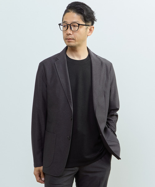 MEN'S MELROSE(メンズメルローズ)の「トラベストジャージイージージャケット(セットアップ可)(テーラードジャケット・メンズ・ブラック/グレー・4/3)」の2枚目の写真