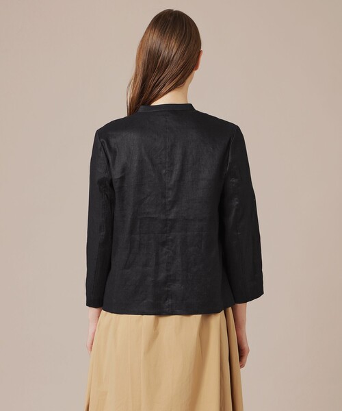 MACKINTOSH LONDON（マッキントッシュ ロンドン）の「【eclat5月号掲載】リネンストレッチジャケット（テーラードジャケット・レディース・ブラック/ベージュ・40/38）」の7枚目の写真