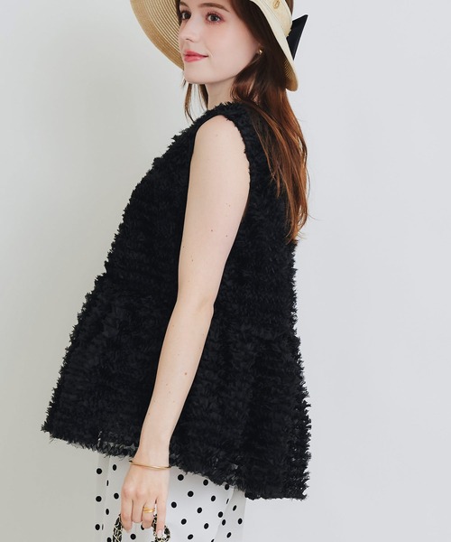 PICCIN PERLA(ピッチンペルラ)の「フラワーチュールノースリーブブラウス(シャツ/ブラウス・レディース・オフホワイト/ブラック・M)」の20枚目の写真