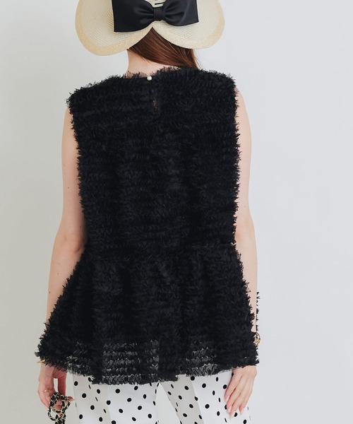 PICCIN PERLA(ピッチンペルラ)の「フラワーチュールノースリーブブラウス(シャツ/ブラウス・レディース・オフホワイト/ブラック・M)」の19枚目の写真