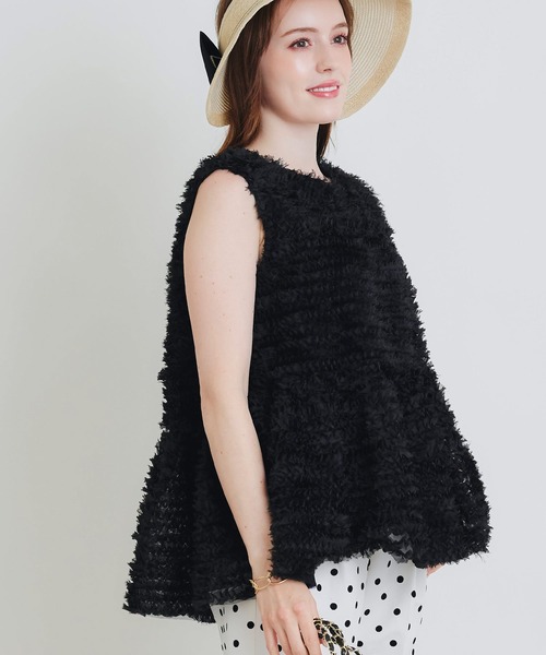 PICCIN PERLA(ピッチンペルラ)の「フラワーチュールノースリーブブラウス(シャツ/ブラウス・レディース・オフホワイト/ブラック・M)」の18枚目の写真