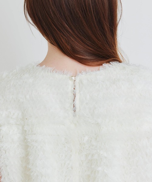 PICCIN PERLA(ピッチンペルラ)の「フラワーチュールノースリーブブラウス(シャツ/ブラウス・レディース・オフホワイト/ブラック・M)」の6枚目の写真