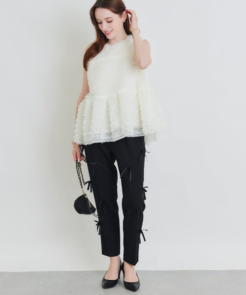 PICCIN PERLA(ピッチンペルラ)の「フラワーチュールノースリーブブラウス(シャツ/ブラウス・レディース・オフホワイト/ブラック・M)」の13枚目の写真