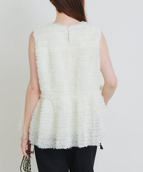 PICCIN PERLA(ピッチンペルラ)の「フラワーチュールノースリーブブラウス(シャツ/ブラウス・レディース・オフホワイト/ブラック・M)」の15枚目の写真