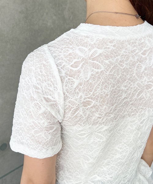 moment+(モーメントプラス)の「フラワーレース裾フリルカットソー(Tシャツ/カットソー・レディース・ブラック/オフホワイト/ナチュラル・M/L)」の6枚目の写真