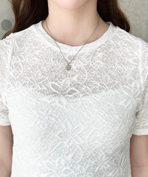 moment+(モーメントプラス)の「フラワーレース裾フリルカットソー(Tシャツ/カットソー・レディース・ブラック/オフホワイト/ナチュラル・M/L)」の8枚目の写真