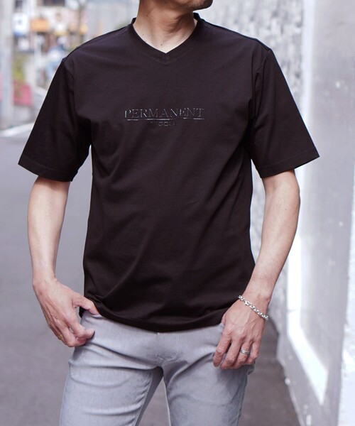 NICOLE selection（ニコルセレクション）の「シルケットロゴプリントＴ（Tシャツ/カットソー・メンズ・ホワイト/ブラック/ラベンダー/ネイビー・M/L/XL）」の2枚目の写真