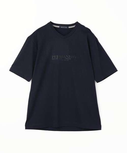 NICOLE selection（ニコルセレクション）の「シルケットロゴプリントＴ（Tシャツ/カットソー・メンズ・ホワイト/ブラック/ラベンダー/ネイビー・M/L/XL）」の8枚目の写真