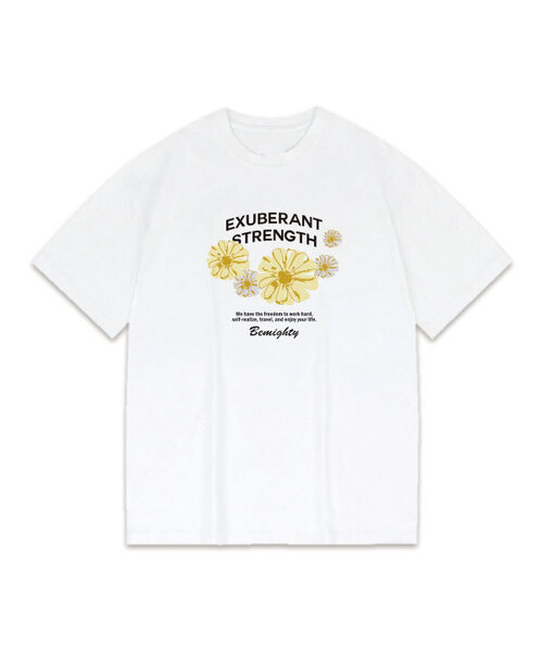 BEMIGHTY(ビーマイティー)の「フラワードローイングオーバーサイズ半袖Tシャツ(Tシャツ/カットソー・メンズ・ホワイト/ネイビー/ブラック/グレー・LARGE/X-LARGE/XX-LARGE)」の2枚目の写真