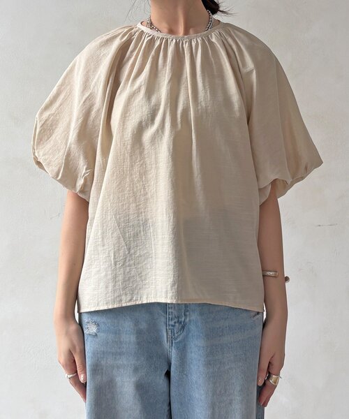 DouDou(ドゥドゥ)の「【WEB限定】シアースラブ袖バルーンブラウス(シャツ/ブラウス・レディース・イエロー/ブラック/グレイッシュベージュ・FREE)」の11枚目の写真