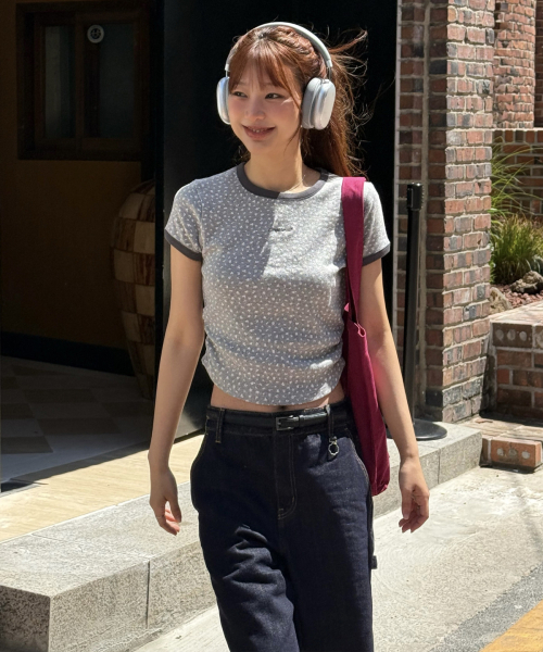 COVERNAT WOMAN(カバーナットウーマン)の「ウィメンズクロップアイレットTシャツメランジグレー(Tシャツ/カットソー・レディース・その他・WS/WM)」の1枚目の写真