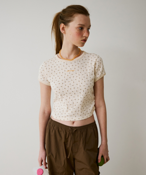 COVERNAT WOMAN(カバーナットウーマン)の「ウィメンズクロップアイレットTシャツメランジグレー(Tシャツ/カットソー・レディース・その他・WS/WM)」の6枚目の写真