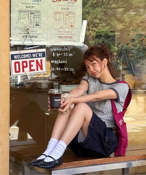 COVERNAT WOMAN(カバーナットウーマン)の「ウィメンズクロップアイレットTシャツメランジグレー(Tシャツ/カットソー・レディース・その他・WS/WM)」の2枚目の写真