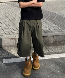 ヴィンテージコットンカーゴバミューダパンツ - カーキ