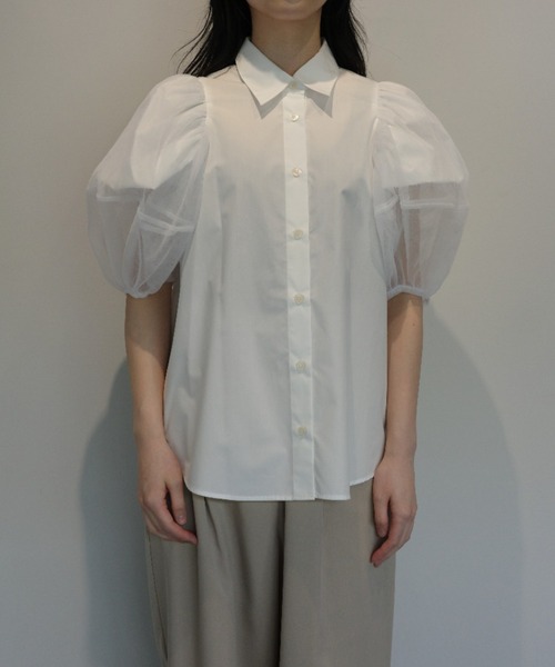 CLANE TULLE LAYERED SLEEVE SHIRTS（シャツ/ブラウス）｜CLANE