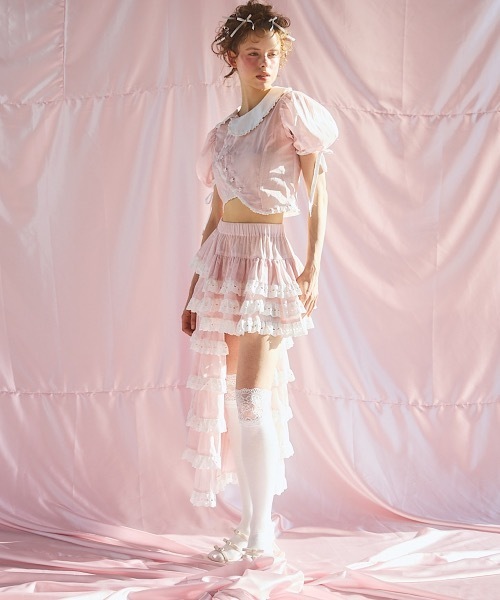 lilLilly(リルリリー)の「アシンメトリーフリルスカート(スカート・レディース・ピンク/ホワイト/ブラック・FREE)」の3枚目の写真
