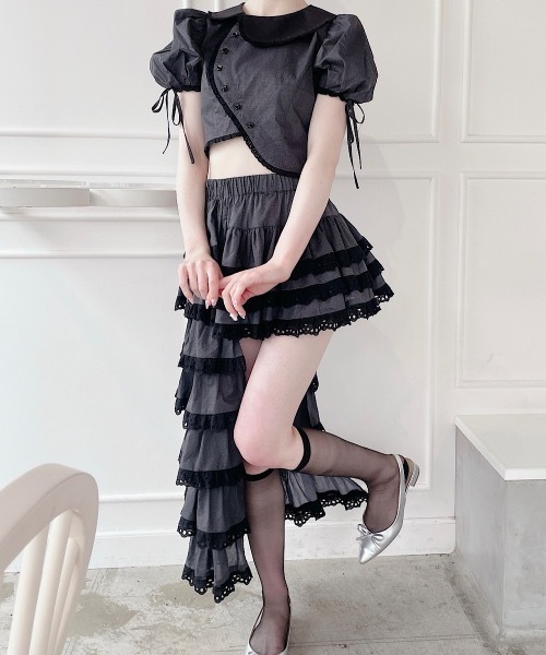 lilLilly(リルリリー)の「アシンメトリーフリルスカート(スカート・レディース・ピンク/ホワイト/ブラック・FREE)」の18枚目の写真