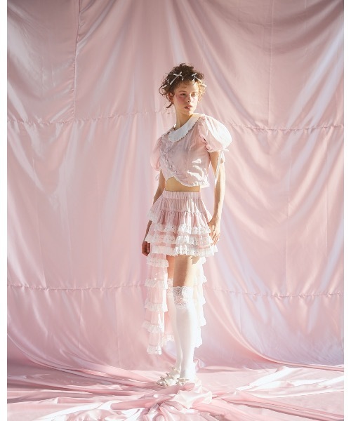 lilLilly(リルリリー)の「アシンメトリーフリルスカート(スカート・レディース・ピンク/ホワイト/ブラック・FREE)」の4枚目の写真